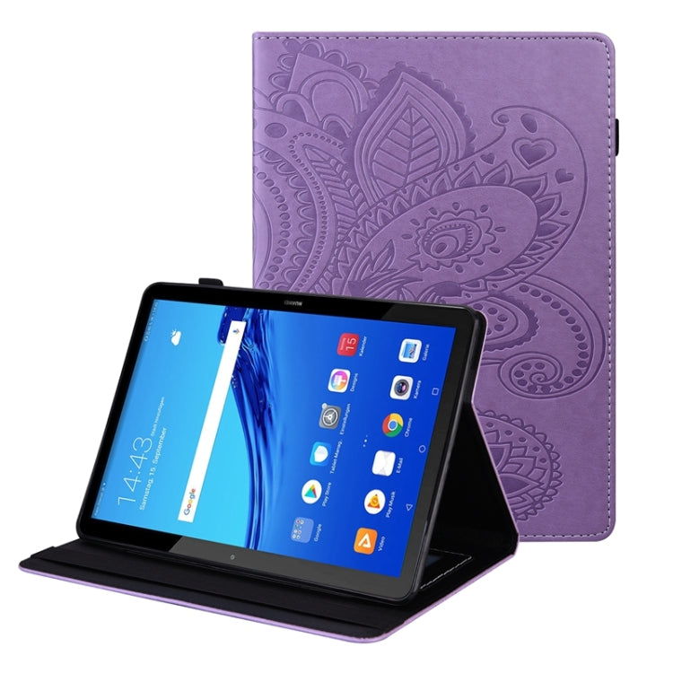 For Huawei MediaPad T5 Peacock Tail Embossing Pattern Horizontal Flip Leather Case with Holder & Card Slots & Wallet & Anti Skid Strip