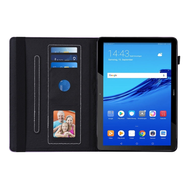 For Huawei MediaPad T5 Peacock Tail Embossing Pattern Horizontal Flip Leather Case with Holder & Card Slots & Wallet & Anti Skid Strip