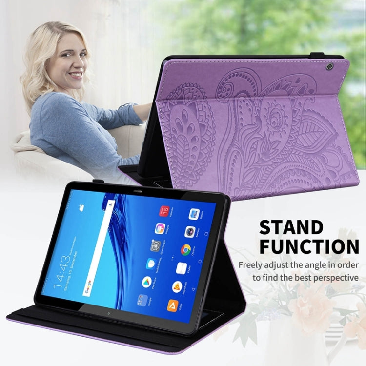 For Huawei MediaPad T5 Peacock Tail Embossing Pattern Horizontal Flip Leather Case with Holder & Card Slots & Wallet & Anti Skid Strip