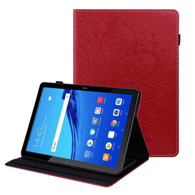 For Huawei MediaPad T5 Peacock Tail Embossing Pattern Horizontal Flip Leather Case with Holder & Card Slots & Wallet & Anti Skid Strip