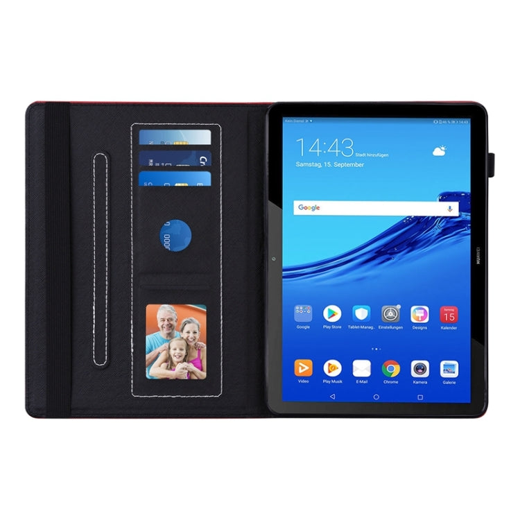 For Huawei MediaPad T5 Peacock Tail Embossing Pattern Horizontal Flip Leather Case with Holder & Card Slots & Wallet & Anti Skid Strip