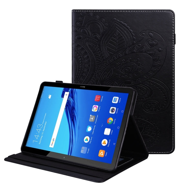 For Huawei MediaPad T5 Peacock Tail Embossing Pattern Horizontal Flip Leather Case with Holder & Card Slots & Wallet & Anti Skid Strip