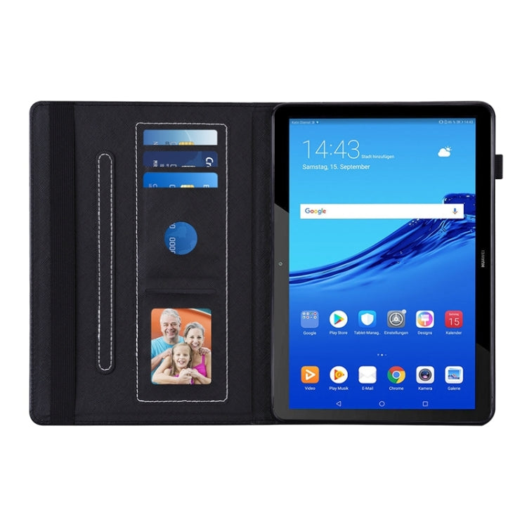 For Huawei MediaPad T5 Peacock Tail Embossing Pattern Horizontal Flip Leather Case with Holder & Card Slots & Wallet & Anti Skid Strip