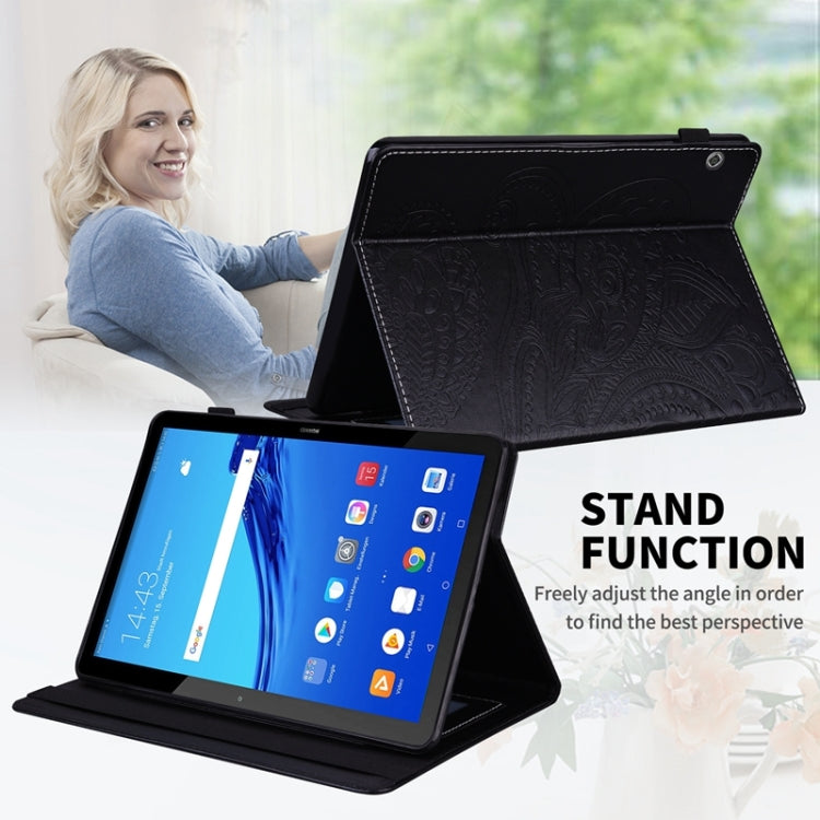For Huawei MediaPad T5 Peacock Tail Embossing Pattern Horizontal Flip Leather Case with Holder & Card Slots & Wallet & Anti Skid Strip