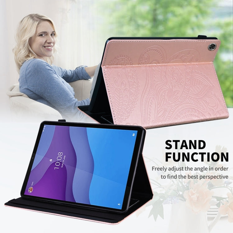 For Lenovo Tab M10 HD Gen 2 Peacock Tail Embossing Pattern Horizontal Flip Leather Case with Holder & Card Slots & Wallet & Anti Skid Strip