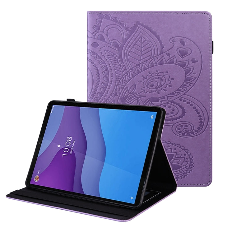 For Lenovo Tab M10 HD Gen 2 Peacock Tail Embossing Pattern Horizontal Flip Leather Case with Holder & Card Slots & Wallet & Anti Skid Strip