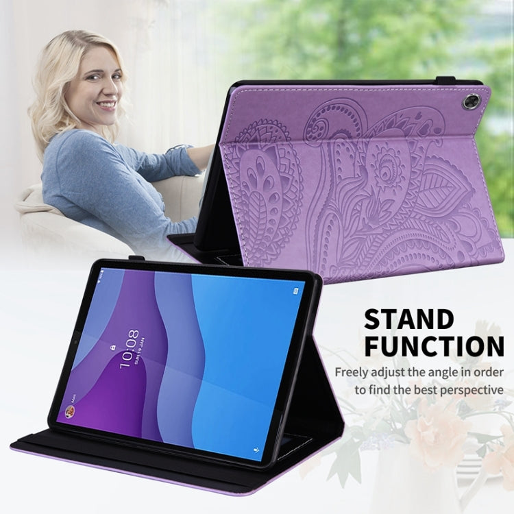 For Lenovo Tab M10 HD Gen 2 Peacock Tail Embossing Pattern Horizontal Flip Leather Case with Holder & Card Slots & Wallet & Anti Skid Strip