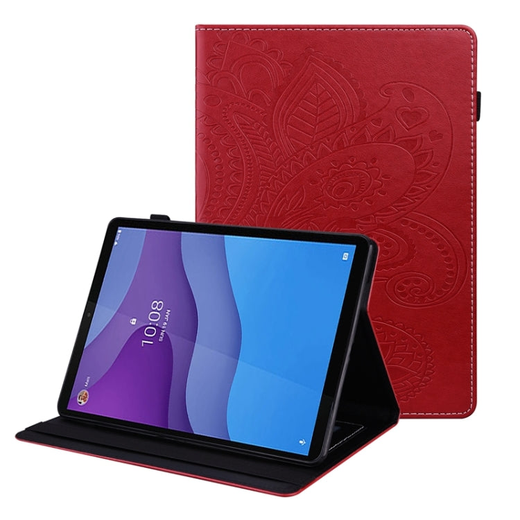 For Lenovo Tab M10 HD Gen 2 Peacock Tail Embossing Pattern Horizontal Flip Leather Case with Holder & Card Slots & Wallet & Anti Skid Strip