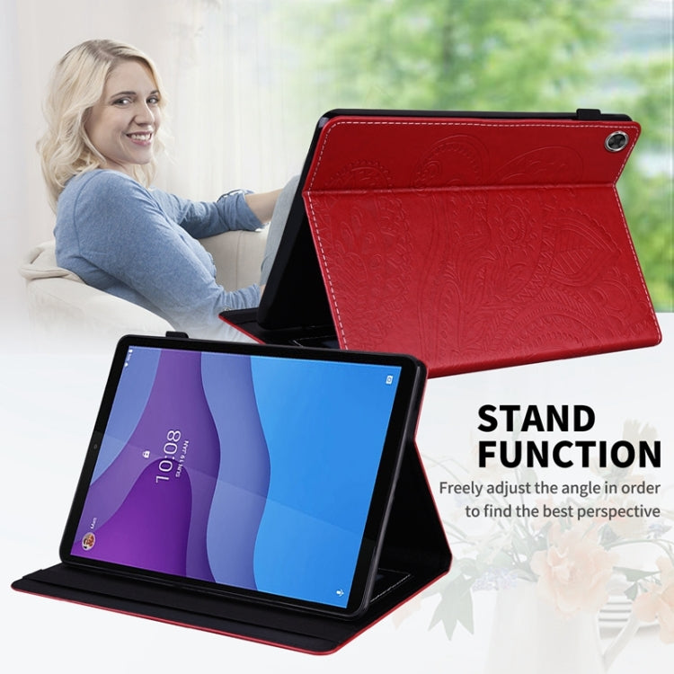 For Lenovo Tab M10 HD Gen 2 Peacock Tail Embossing Pattern Horizontal Flip Leather Case with Holder & Card Slots & Wallet & Anti Skid Strip