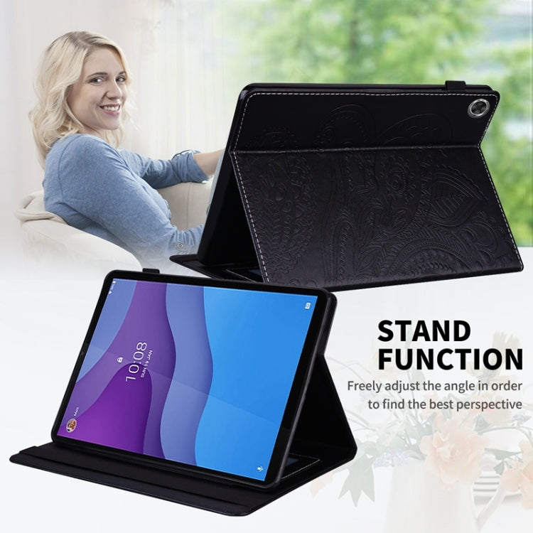 For Lenovo Tab M10 HD Gen 2 Peacock Tail Embossing Pattern Horizontal Flip Leather Case with Holder & Card Slots & Wallet & Anti Skid Strip