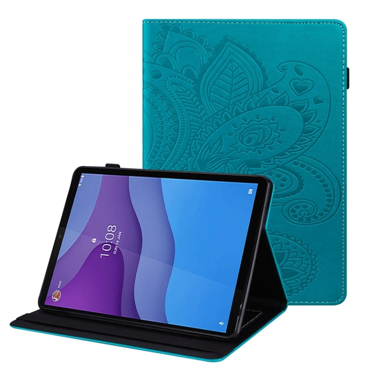 For Lenovo Tab M10 HD Gen 2 Peacock Tail Embossing Pattern Horizontal Flip Leather Case with Holder & Card Slots & Wallet & Anti Skid Strip