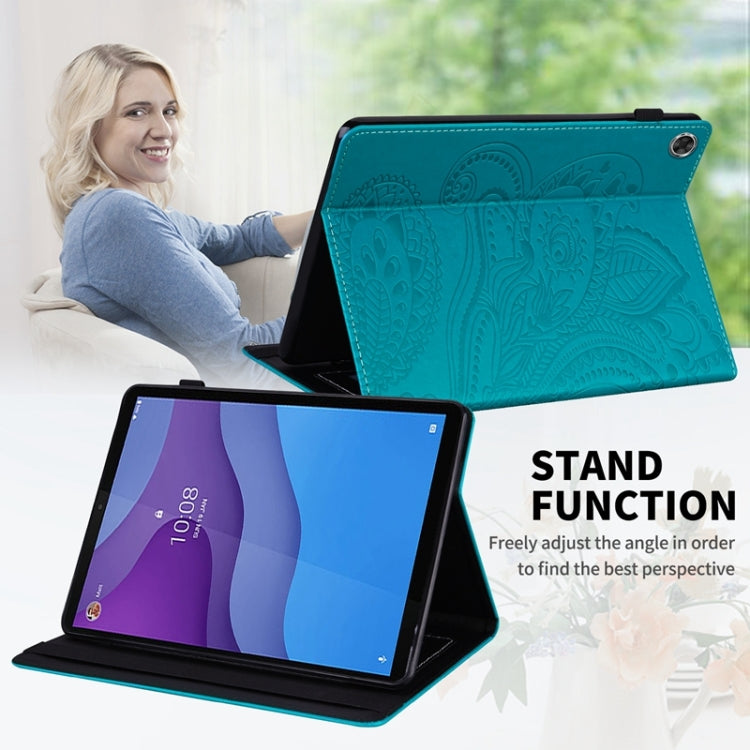For Lenovo Tab M10 HD Gen 2 Peacock Tail Embossing Pattern Horizontal Flip Leather Case with Holder & Card Slots & Wallet & Anti Skid Strip