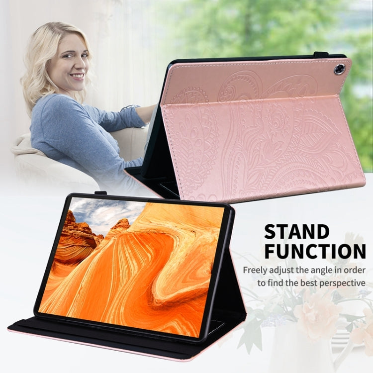 For Lenovo M10 Plus X606F Peacock Tail Embossing Pattern Horizontal Flip Leather Case with Holder & Card Slots & Wallet & Anti Skid Strip