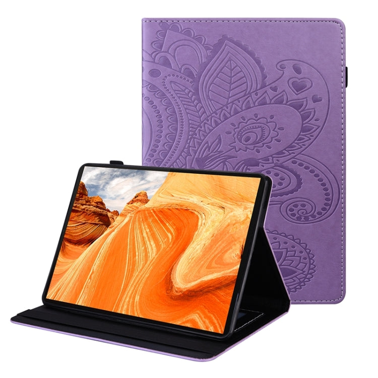 For Lenovo M10 Plus X606F Peacock Tail Embossing Pattern Horizontal Flip Leather Case with Holder & Card Slots & Wallet & Anti Skid Strip