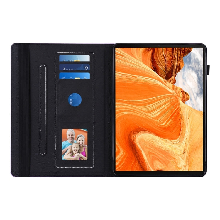 For Lenovo M10 Plus X606F Peacock Tail Embossing Pattern Horizontal Flip Leather Case with Holder & Card Slots & Wallet & Anti Skid Strip