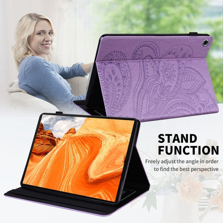 For Lenovo M10 Plus X606F Peacock Tail Embossing Pattern Horizontal Flip Leather Case with Holder & Card Slots & Wallet & Anti Skid Strip
