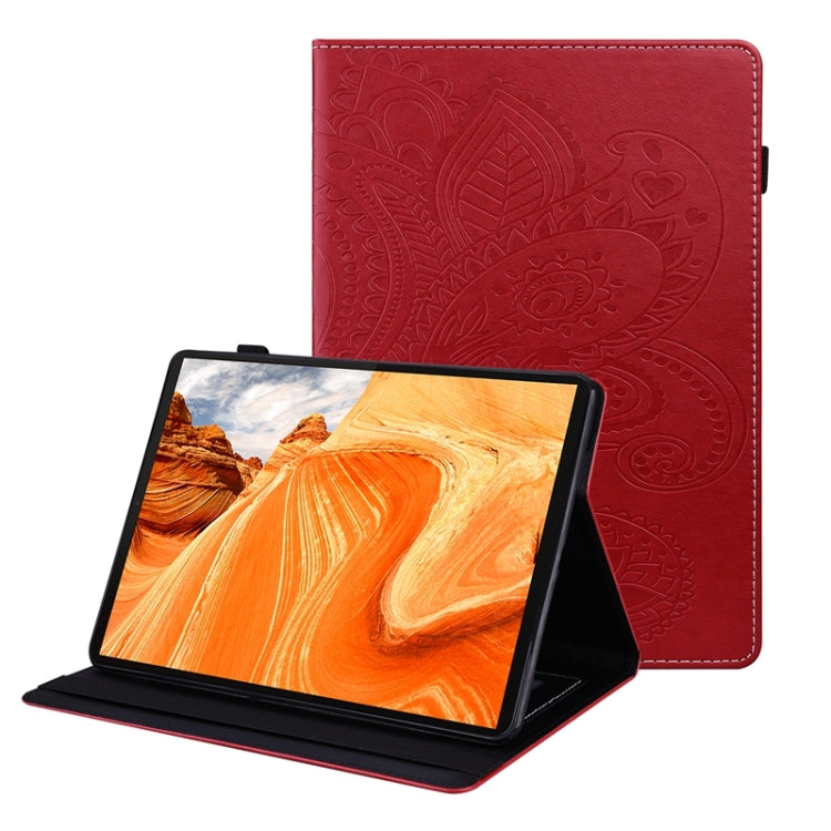 For Lenovo M10 Plus X606F Peacock Tail Embossing Pattern Horizontal Flip Leather Case with Holder & Card Slots & Wallet & Anti Skid Strip