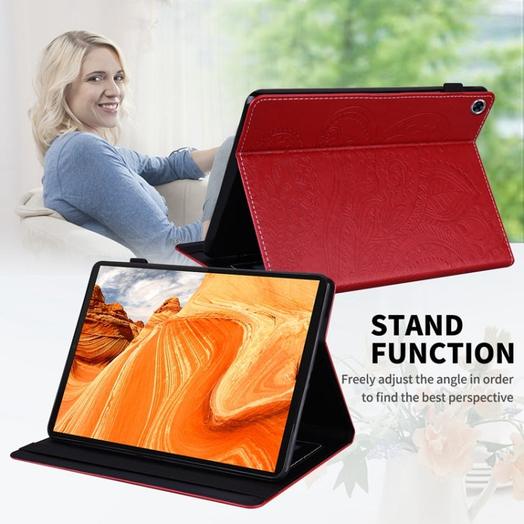 For Lenovo M10 Plus X606F Peacock Tail Embossing Pattern Horizontal Flip Leather Case with Holder & Card Slots & Wallet & Anti Skid Strip