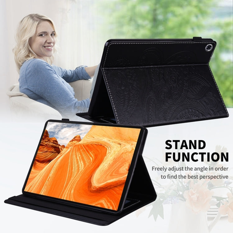 For Lenovo M10 Plus X606F Peacock Tail Embossing Pattern Horizontal Flip Leather Case with Holder & Card Slots & Wallet & Anti Skid Strip