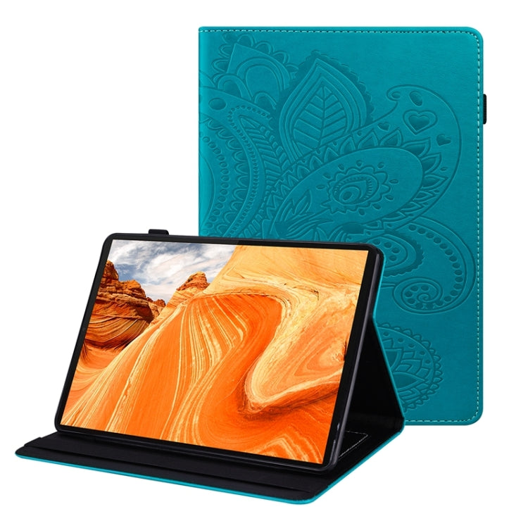 For Lenovo M10 Plus X606F Peacock Tail Embossing Pattern Horizontal Flip Leather Case with Holder & Card Slots & Wallet & Anti Skid Strip