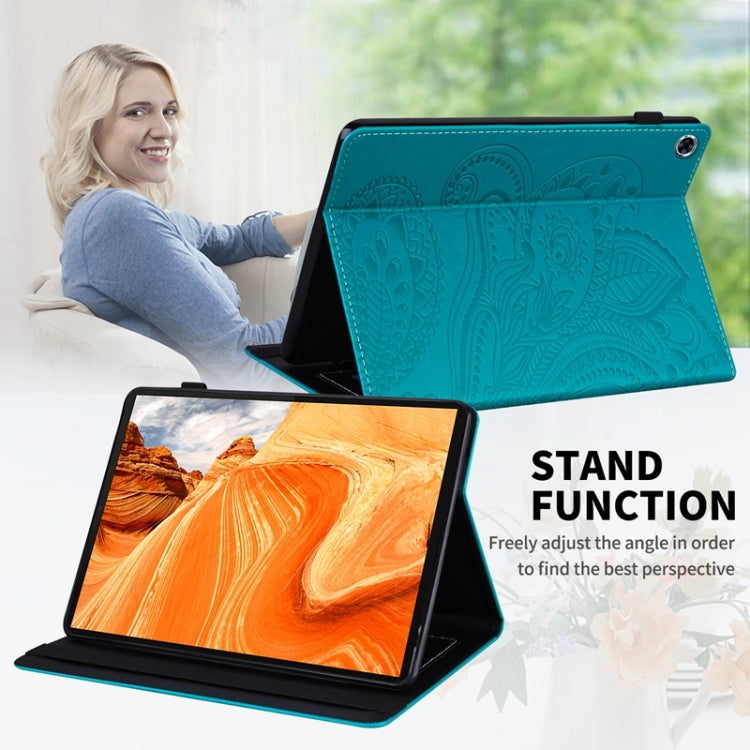 For Lenovo M10 Plus X606F Peacock Tail Embossing Pattern Horizontal Flip Leather Case with Holder & Card Slots & Wallet & Anti Skid Strip