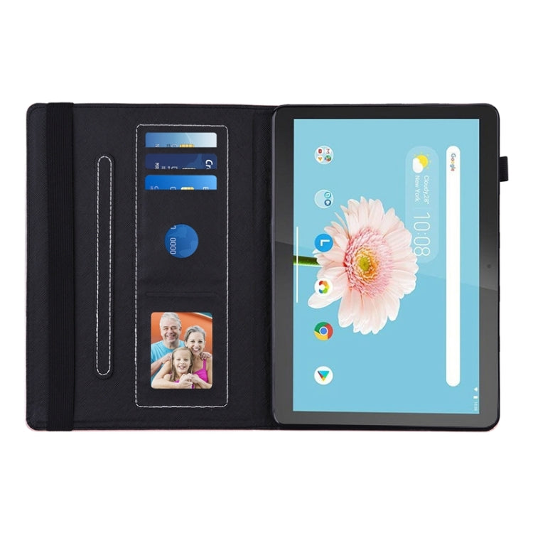 For Lenovo M10 X605F/X505F Peacock Tail Embossing Pattern Horizontal Flip Leather Case with Holder & Card Slots & Wallet & Anti Skid Strip