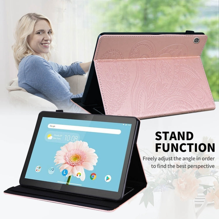For Lenovo M10 X605F/X505F Peacock Tail Embossing Pattern Horizontal Flip Leather Case with Holder & Card Slots & Wallet & Anti Skid Strip