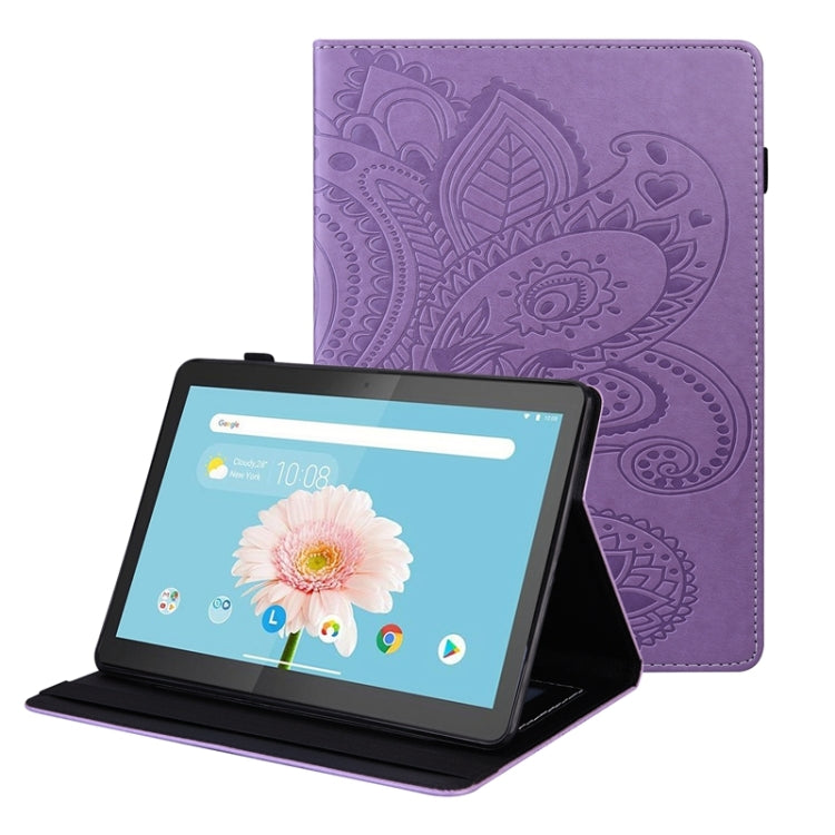 For Lenovo M10 X605F/X505F Peacock Tail Embossing Pattern Horizontal Flip Leather Case with Holder & Card Slots & Wallet & Anti Skid Strip