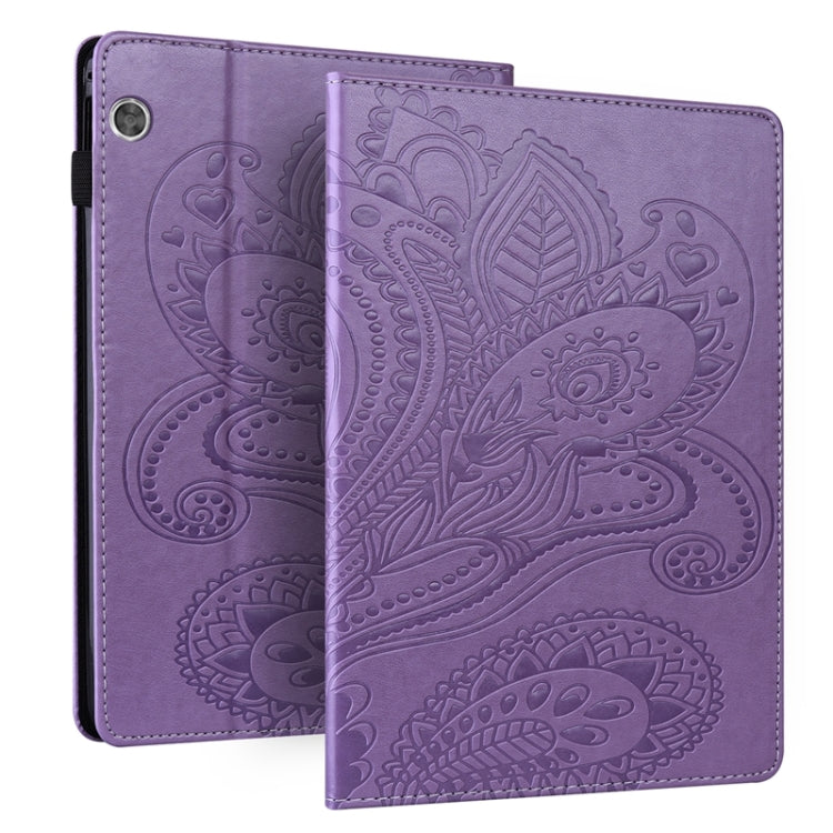 For Lenovo M10 X605F/X505F Peacock Tail Embossing Pattern Horizontal Flip Leather Case with Holder & Card Slots & Wallet & Anti Skid Strip