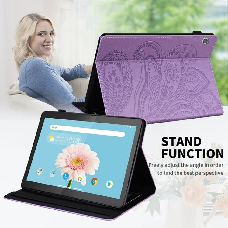 For Lenovo M10 X605F/X505F Peacock Tail Embossing Pattern Horizontal Flip Leather Case with Holder & Card Slots & Wallet & Anti Skid Strip