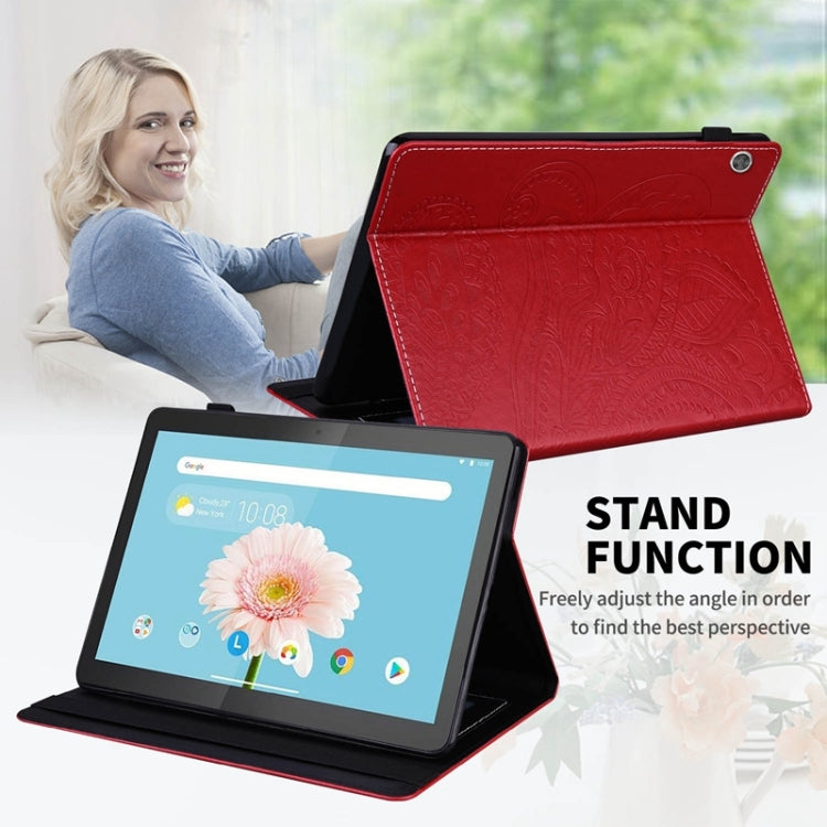 For Lenovo M10 X605F/X505F Peacock Tail Embossing Pattern Horizontal Flip Leather Case with Holder & Card Slots & Wallet & Anti Skid Strip