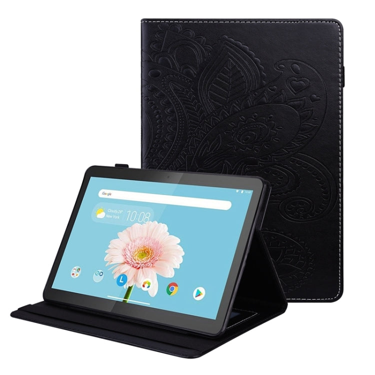 For Lenovo M10 X605F/X505F Peacock Tail Embossing Pattern Horizontal Flip Leather Case with Holder & Card Slots & Wallet & Anti Skid Strip