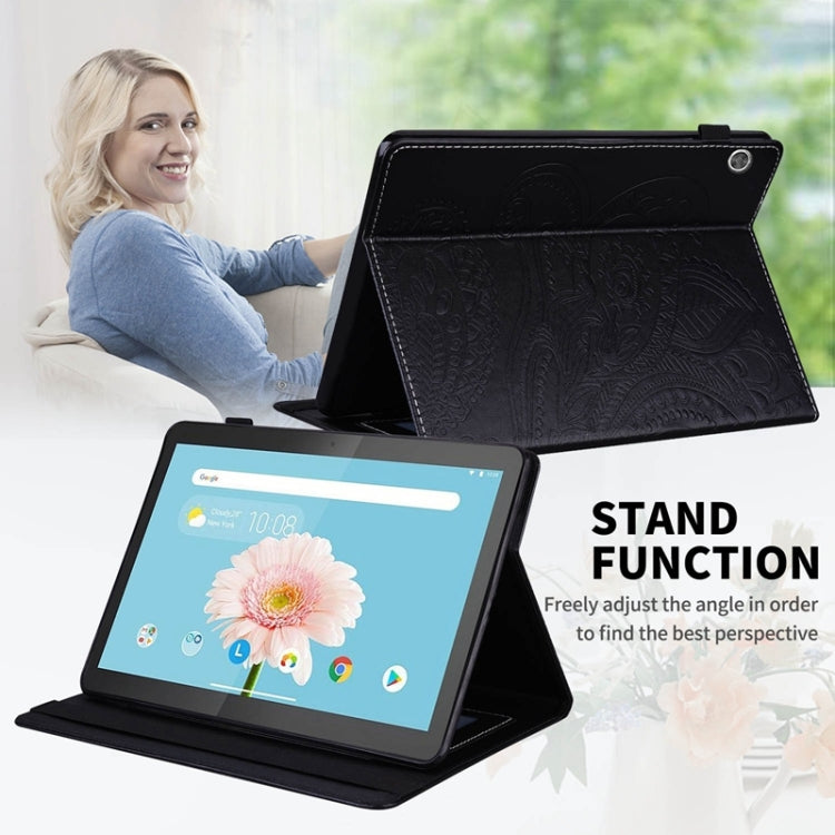 For Lenovo M10 X605F/X505F Peacock Tail Embossing Pattern Horizontal Flip Leather Case with Holder & Card Slots & Wallet & Anti Skid Strip