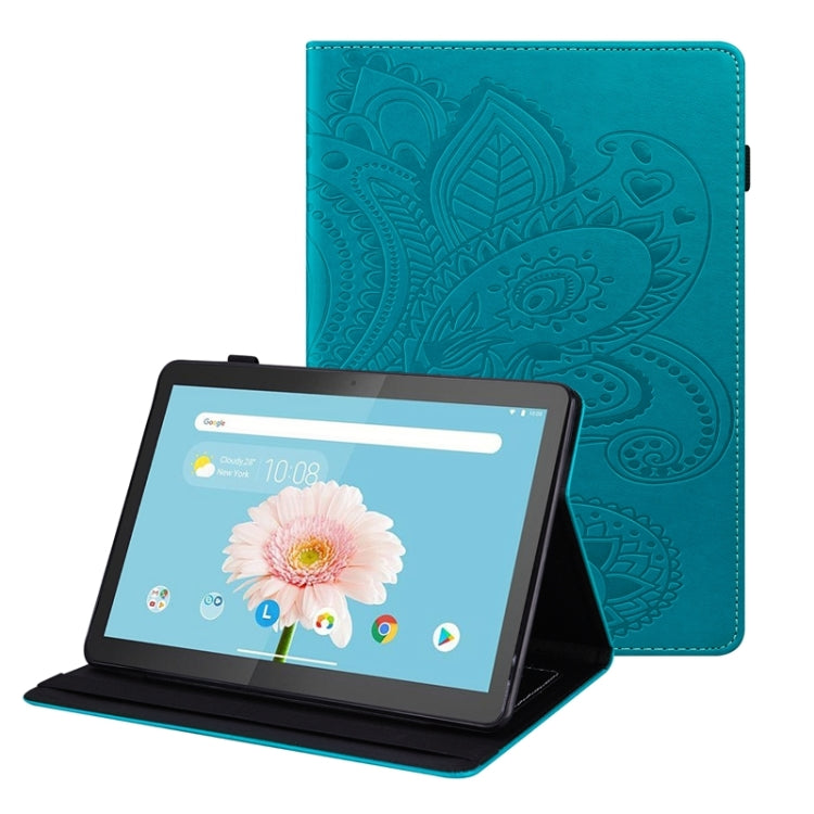 For Lenovo M10 X605F/X505F Peacock Tail Embossing Pattern Horizontal Flip Leather Case with Holder & Card Slots & Wallet & Anti Skid Strip