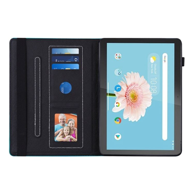 For Lenovo M10 X605F/X505F Peacock Tail Embossing Pattern Horizontal Flip Leather Case with Holder & Card Slots & Wallet & Anti Skid Strip