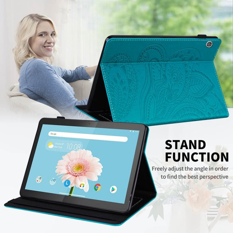 For Lenovo M10 X605F/X505F Peacock Tail Embossing Pattern Horizontal Flip Leather Case with Holder & Card Slots & Wallet & Anti Skid Strip