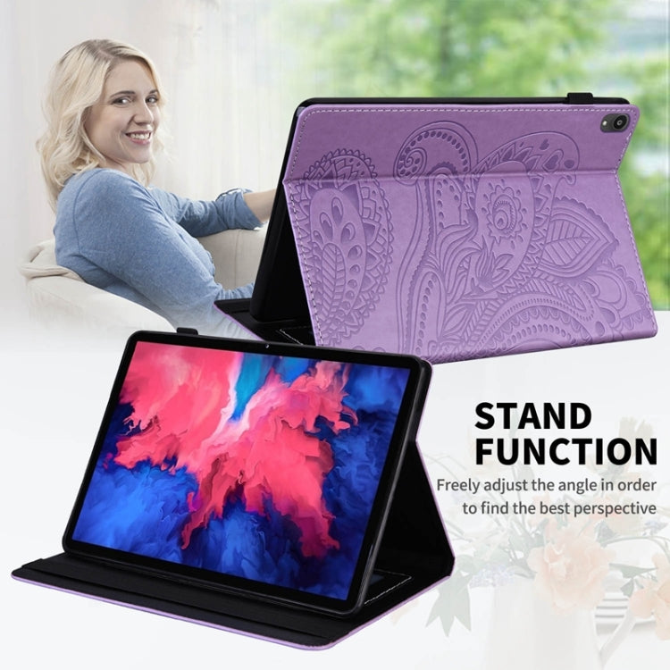 For Lenovo P10 TB J606F Peacock Tail Embossing Pattern Horizontal Flip Leather Case with Holder & Card Slots & Wallet & Anti Skid Strip