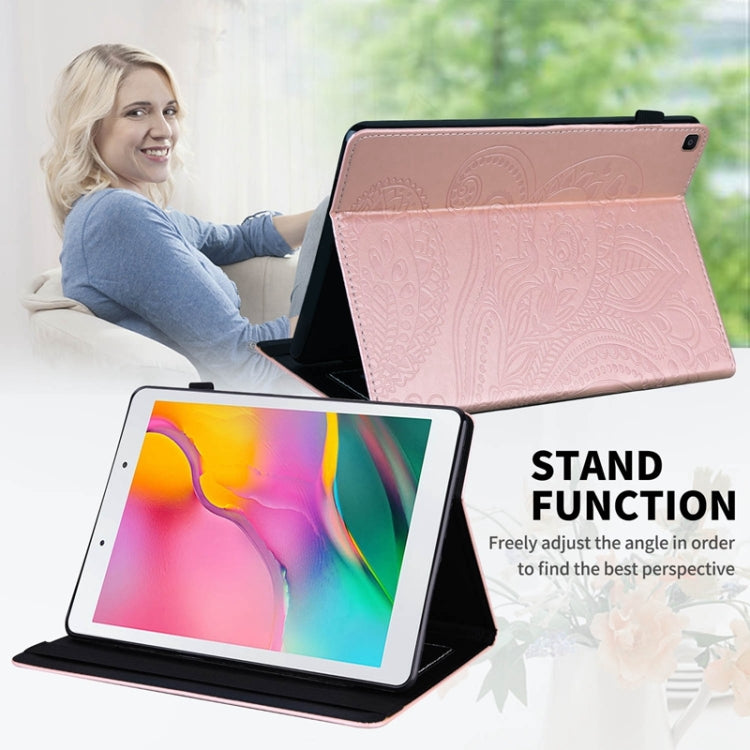 For Samsung Galaxy Tab A 8.0 2019 T290 Peacock Tail Embossing Pattern Horizontal Flip Leather Case with Holder & Card Slots & Wallet & Anti Skid Strip