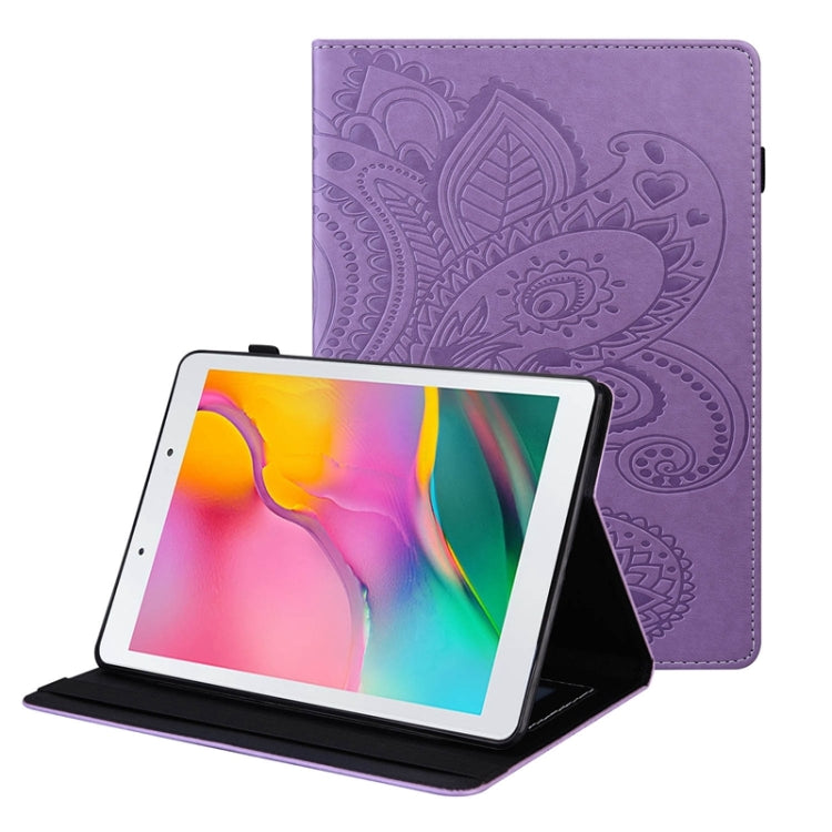 For Samsung Galaxy Tab A 8.0 2019 T290 Peacock Tail Embossing Pattern Horizontal Flip Leather Case with Holder & Card Slots & Wallet & Anti Skid Strip