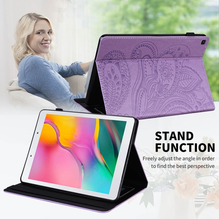 For Samsung Galaxy Tab A 8.0 2019 T290 Peacock Tail Embossing Pattern Horizontal Flip Leather Case with Holder & Card Slots & Wallet & Anti Skid Strip