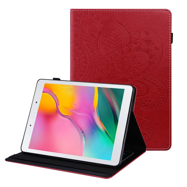 For Samsung Galaxy Tab A 8.0 2019 T290 Peacock Tail Embossing Pattern Horizontal Flip Leather Case with Holder & Card Slots & Wallet & Anti Skid Strip