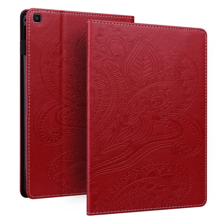 For Samsung Galaxy Tab A 8.0 2019 T290 Peacock Tail Embossing Pattern Horizontal Flip Leather Case with Holder & Card Slots & Wallet & Anti Skid Strip