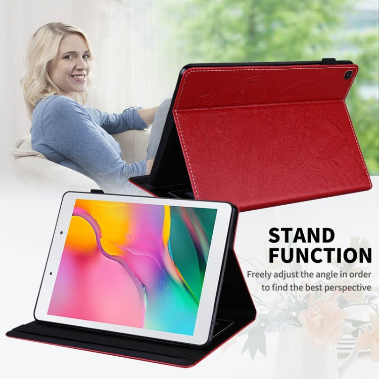 For Samsung Galaxy Tab A 8.0 2019 T290 Peacock Tail Embossing Pattern Horizontal Flip Leather Case with Holder & Card Slots & Wallet & Anti Skid Strip