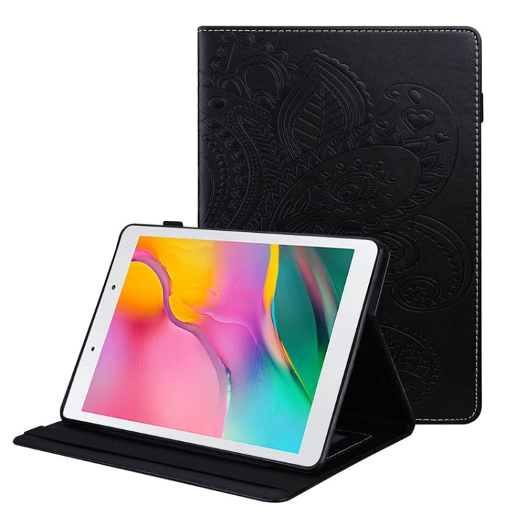 For Samsung Galaxy Tab A 8.0 2019 T290 Peacock Tail Embossing Pattern Horizontal Flip Leather Case with Holder & Card Slots & Wallet & Anti Skid Strip
