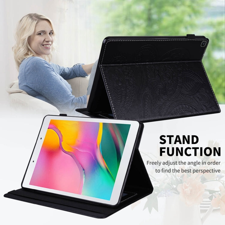 For Samsung Galaxy Tab A 8.0 2019 T290 Peacock Tail Embossing Pattern Horizontal Flip Leather Case with Holder & Card Slots & Wallet & Anti Skid Strip