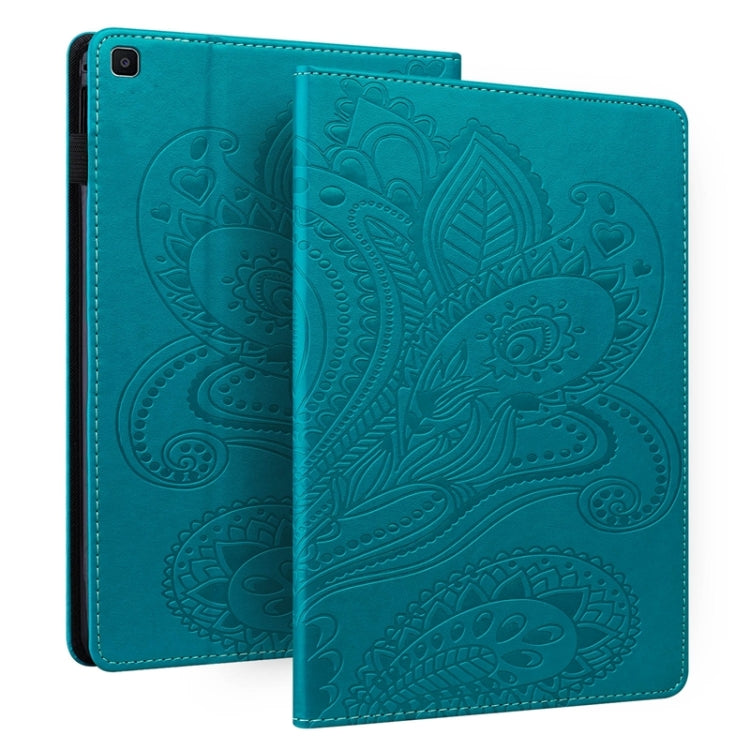 For Samsung Galaxy Tab A 8.0 2019 T290 Peacock Tail Embossing Pattern Horizontal Flip Leather Case with Holder & Card Slots & Wallet & Anti Skid Strip