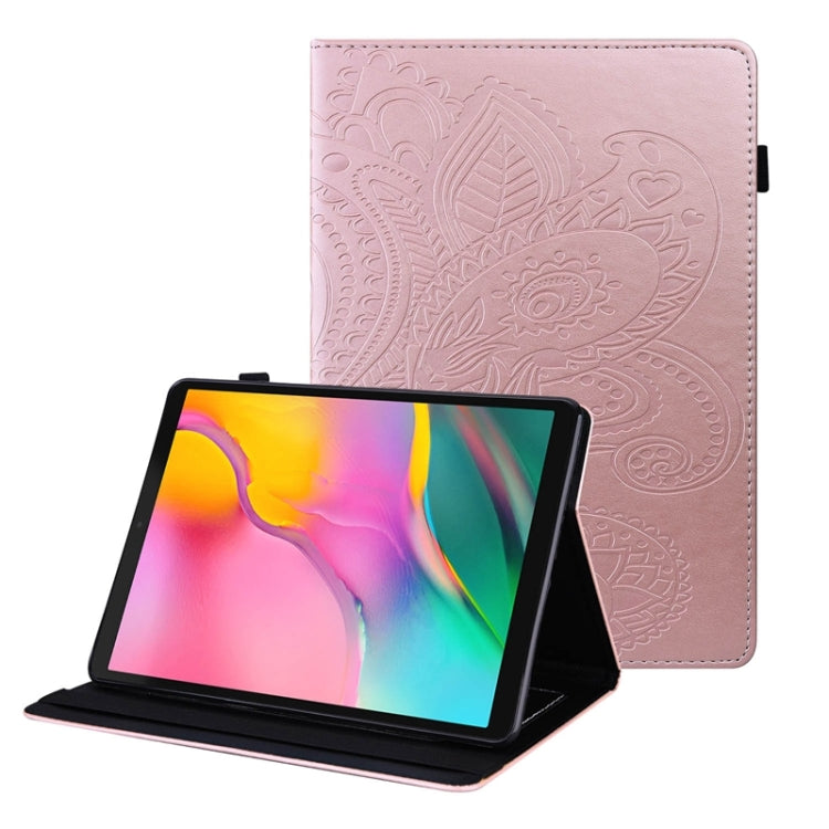 For Samsung Galaxy Tab A 10.1 2019 T510 / T515 Peacock Tail Embossing Pattern Horizontal Flip Leather Case with Holder & Card Slots & Wallet & Anti Skid Strip