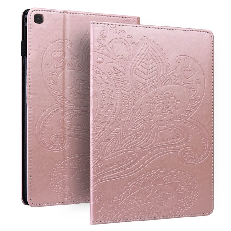 For Samsung Galaxy Tab A 10.1 2019 T510 / T515 Peacock Tail Embossing Pattern Horizontal Flip Leather Case with Holder & Card Slots & Wallet & Anti Skid Strip