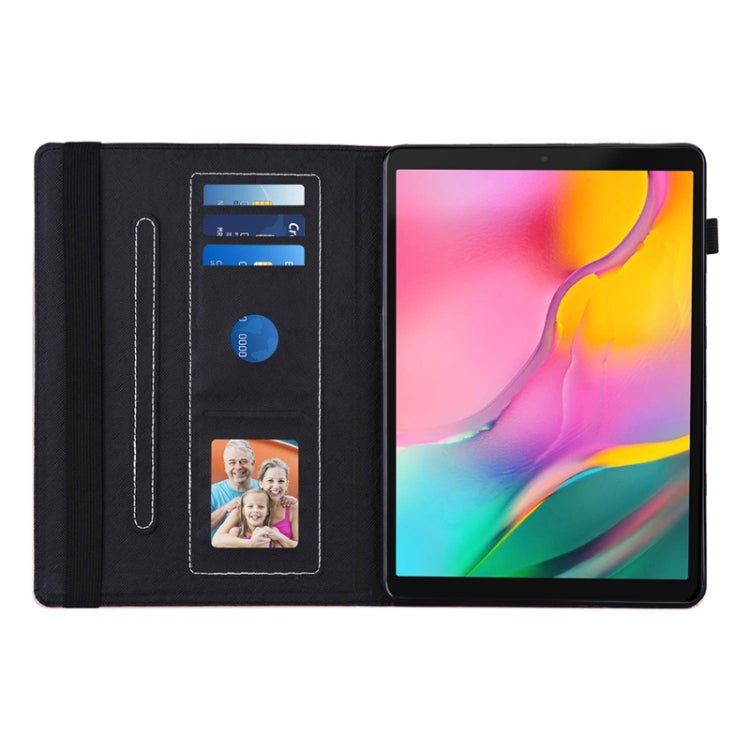 For Samsung Galaxy Tab A 10.1 2019 T510 / T515 Peacock Tail Embossing Pattern Horizontal Flip Leather Case with Holder & Card Slots & Wallet & Anti Skid Strip