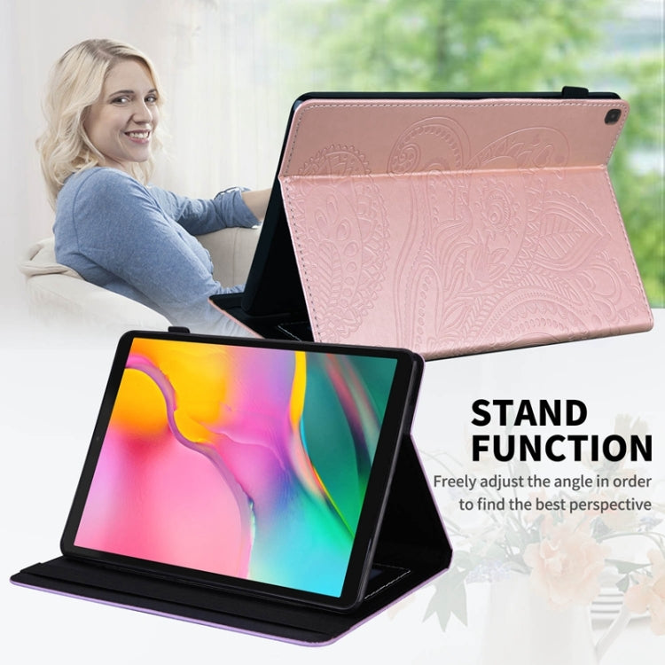 For Samsung Galaxy Tab A 10.1 2019 T510 / T515 Peacock Tail Embossing Pattern Horizontal Flip Leather Case with Holder & Card Slots & Wallet & Anti Skid Strip